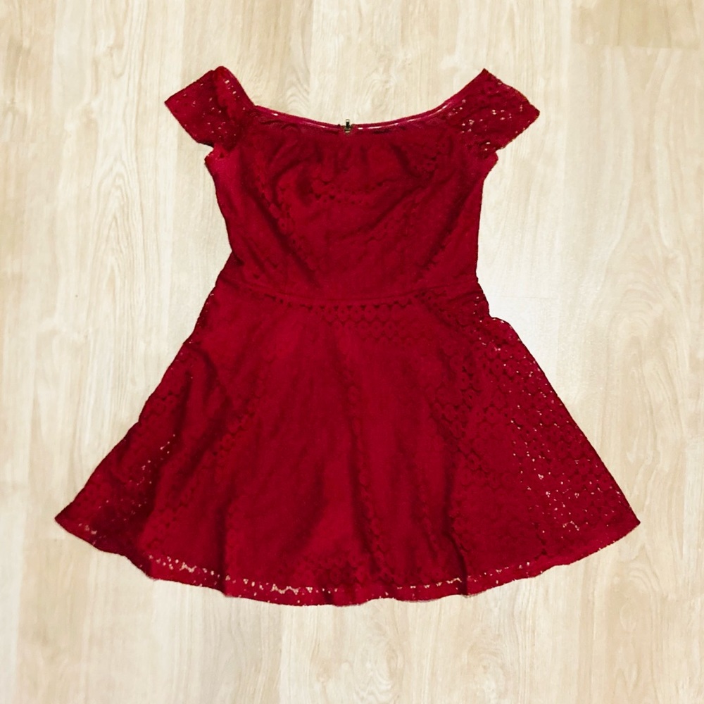 Dark red lace off the shoulder forever 21 dress